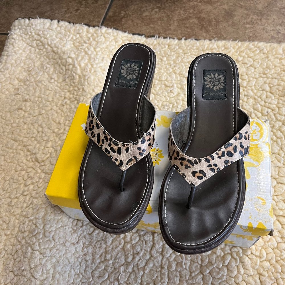 Cheetah print leather wedges